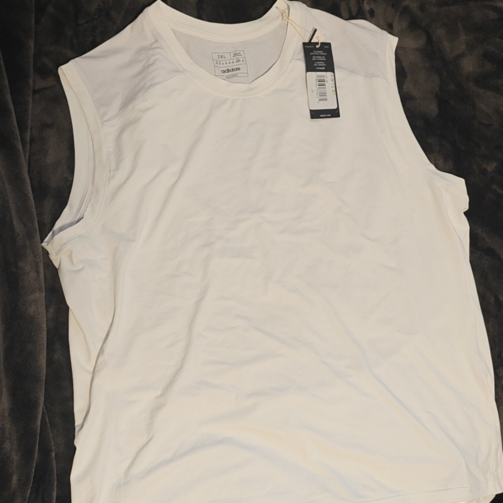 Adidas Tight Fit Mens White 2XL Tee NWT